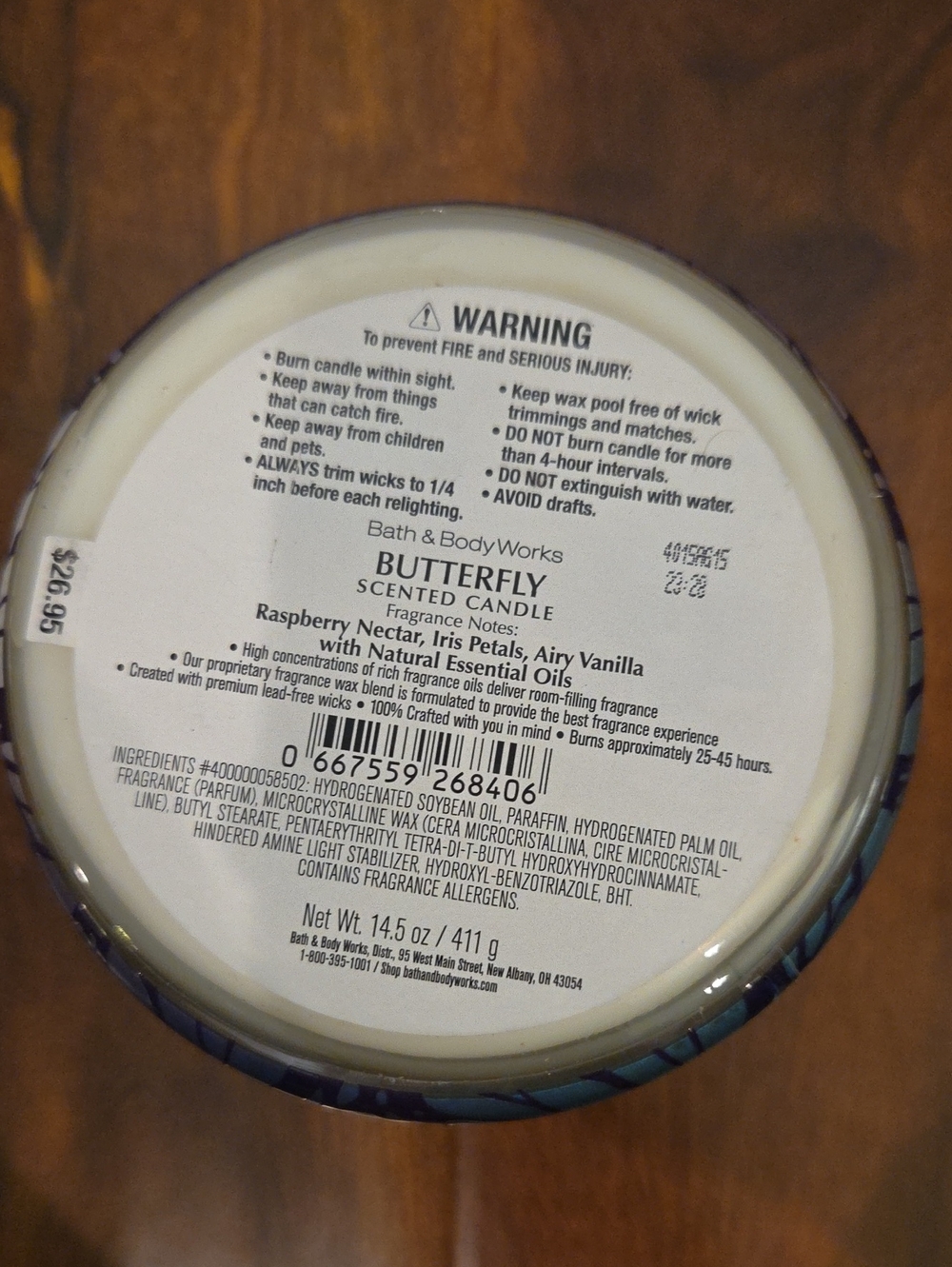 BUTTERFLY 3 Wick Candle Bath And Body Works - Picture 5 of 5